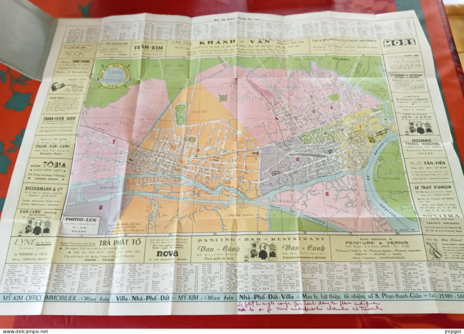 Indochine Plan De Saïgon Cholon Guide Des Rues Renseignements Ministères Hôtels Cie Maritimes Aériennes Publicités 1953 - Andere & Zonder Classificatie