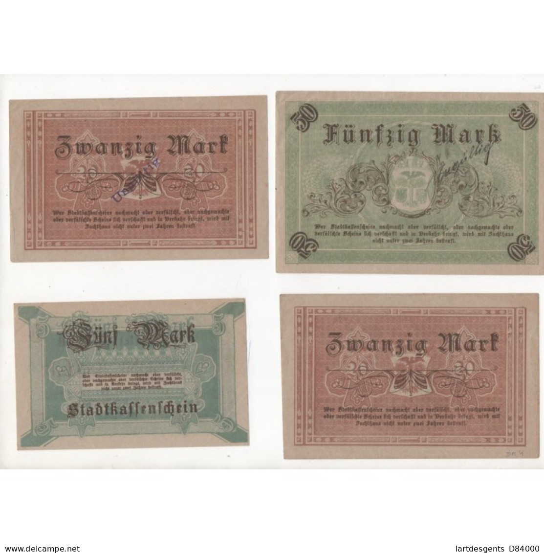 NOTGELD - FURSTENWALDE - 8 Different Notes 5 & 20 & 50 Mark (F080) - Lokale Ausgaben