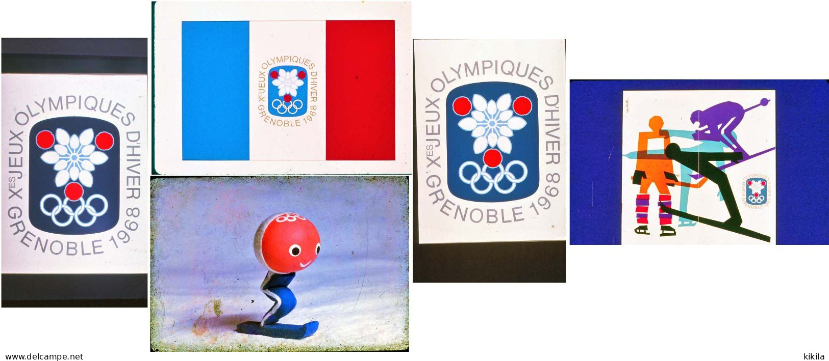 5 Diapositives Jeux Olympiques D'Hiver GRENOBLE 1968 Emblème Shuss Drapeau... - Dias