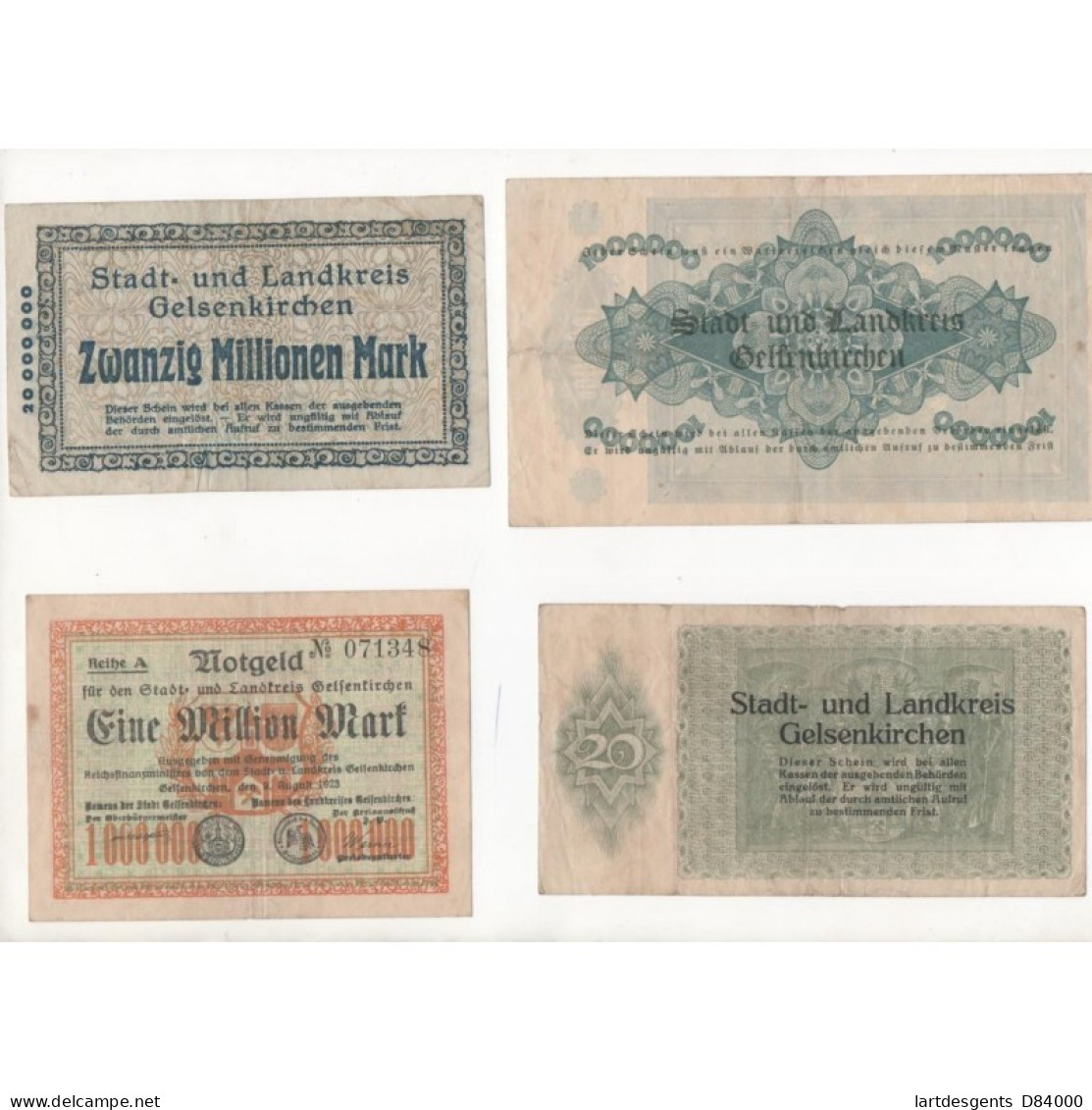 NOTGELD - GELSEN RIRCHEN - 5 Different Notes (G016) - [11] Local Banknote Issues