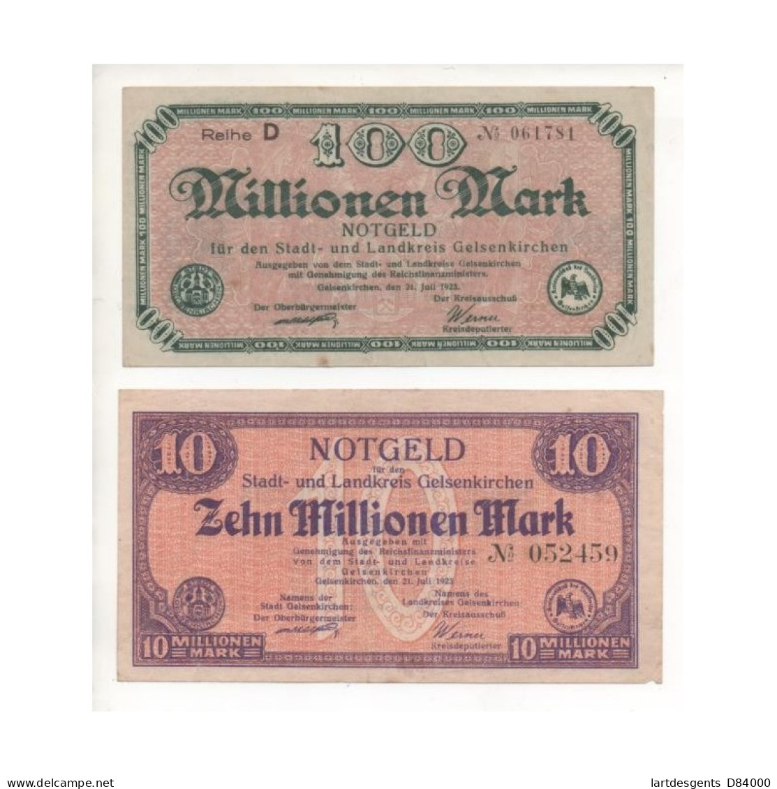 NOTGELD - GELSENKIRCHEN - 7 Different Notes (G020) - Lokale Ausgaben