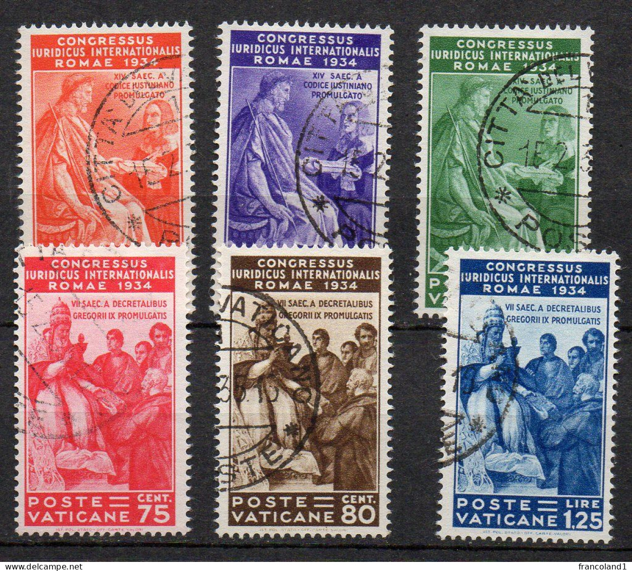 1935 Vaticano Congresso Giuridico N. 41 - 46 Serie Completa Timbrata Used Sassone 275 Euro - Used Stamps