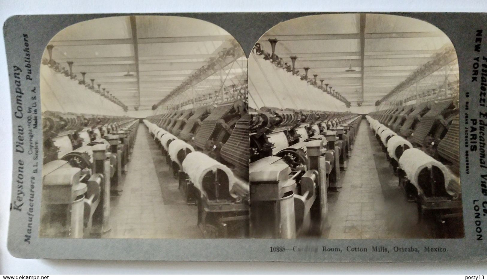 Photographie Stéréoscopique  Usine Textile à Orizaba, Mexique - 1900 Keystone - TBE - Photos Stéréoscopiques
