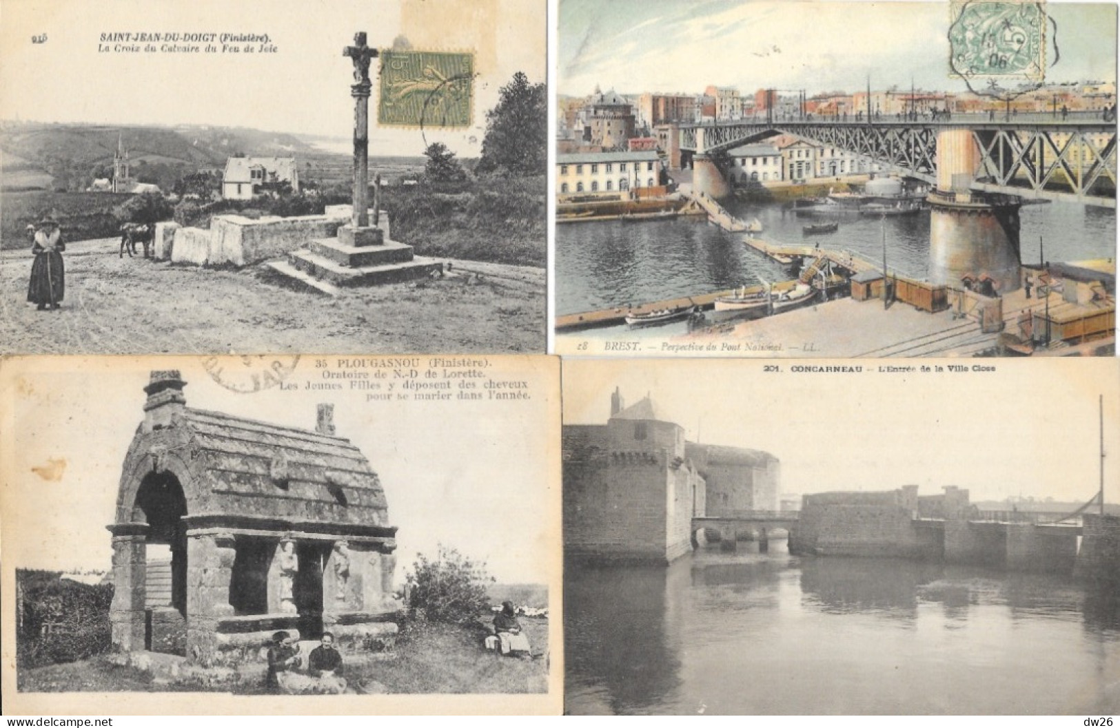 Lot n° 185 de 60 cartes de Bretagne (Côtes-du-Nord, Finistère) villes, villages, Ports, petites animations