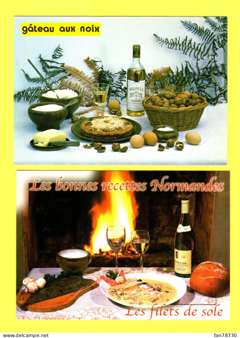 Recettes Régionales "Les Soles Normandes" Et "Gâteau Aux Noix"  - CPM France X2 - Frais Du Site Déduits - Recipes (cooking)