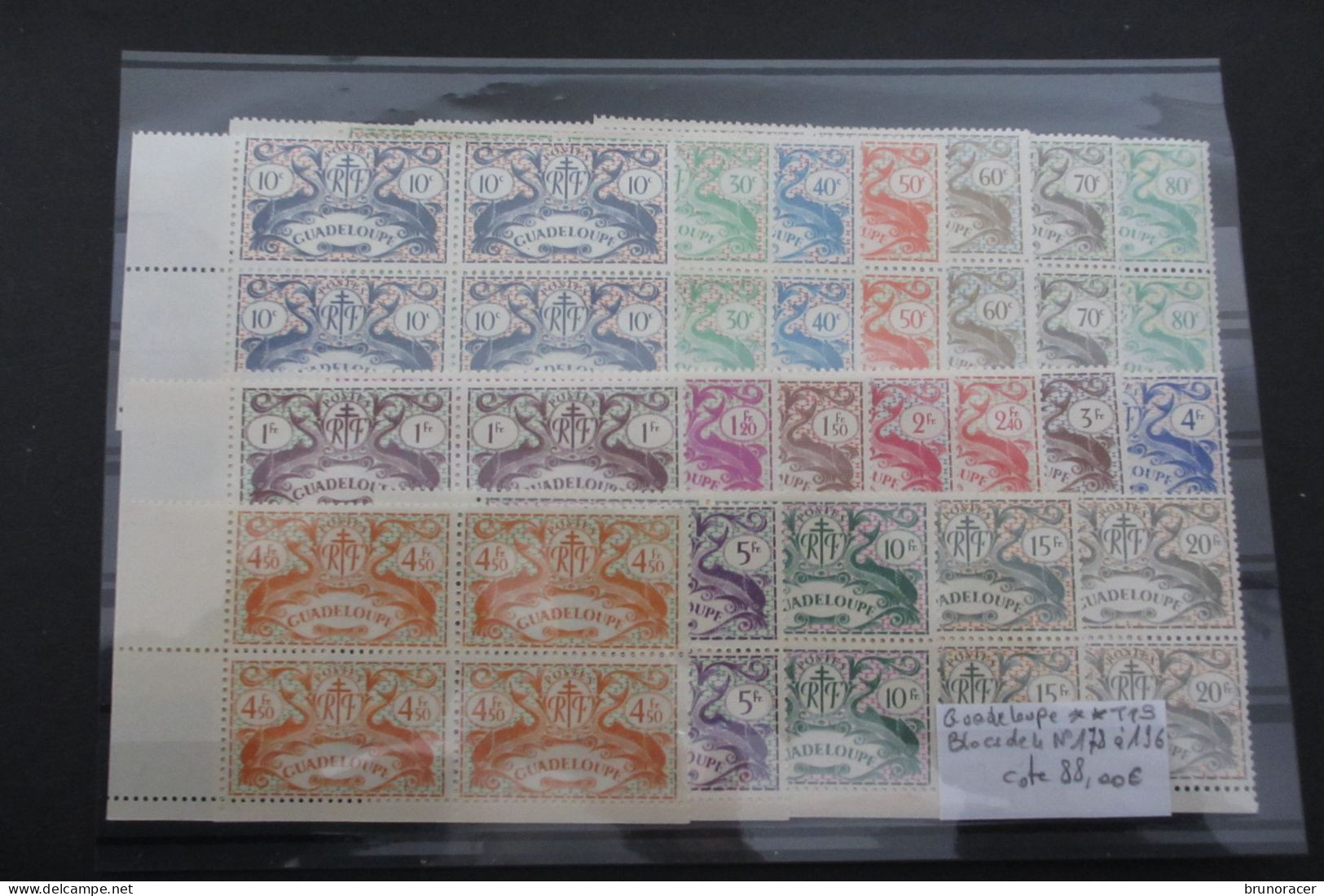 GUADELOUPE N°178 à 196 EN BLOCS DE 4 BDF NEUF** TTB COTE 88 EUROS  VOIR SCANS - Unused Stamps