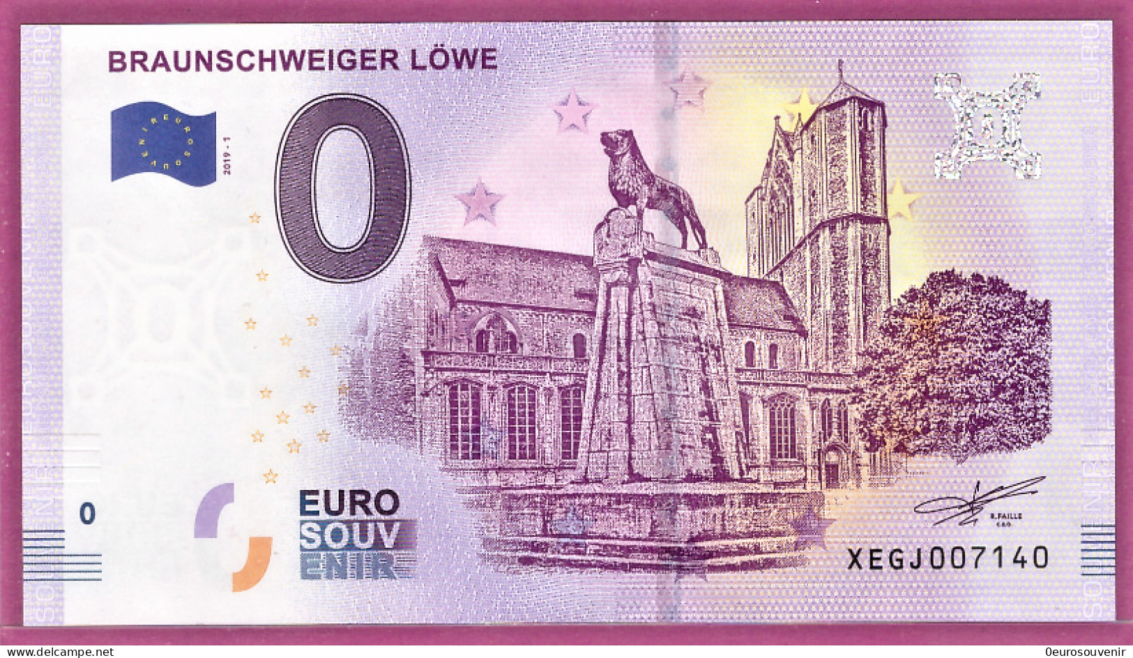 0-Euro XEGJ 2019-1 BRAUNSCHWEIGER LÖWE - Private Proofs / Unofficial