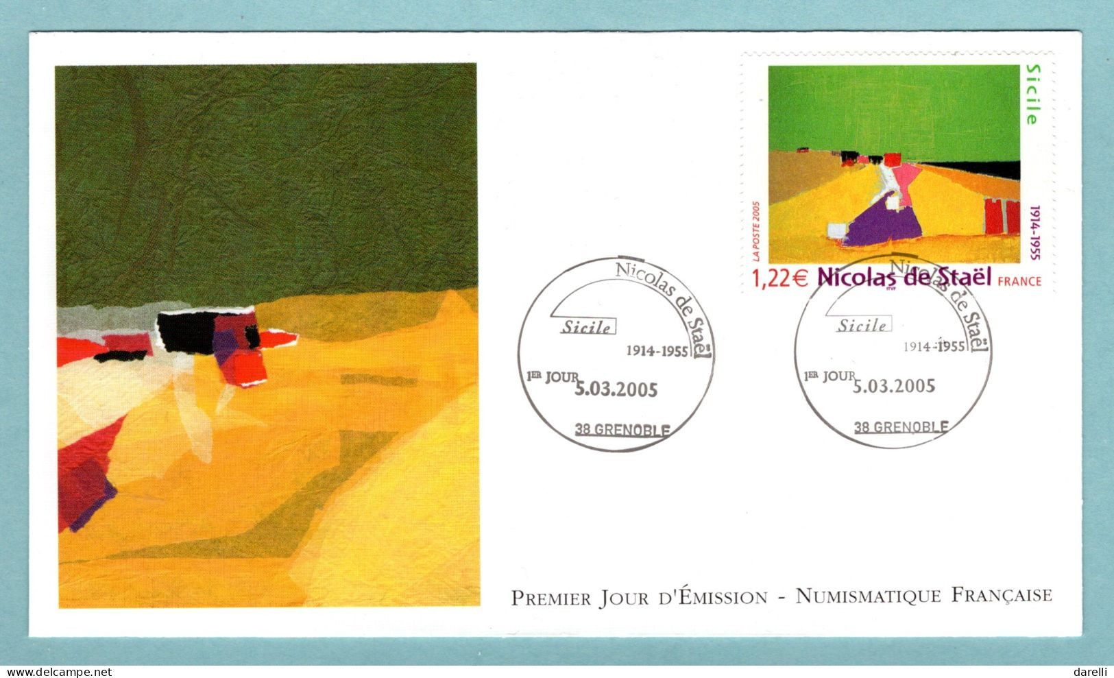 FDC France 2005 - Nicolas De Staël - Sicile - YT 3762 - 38 Grenoble - 2000-2009