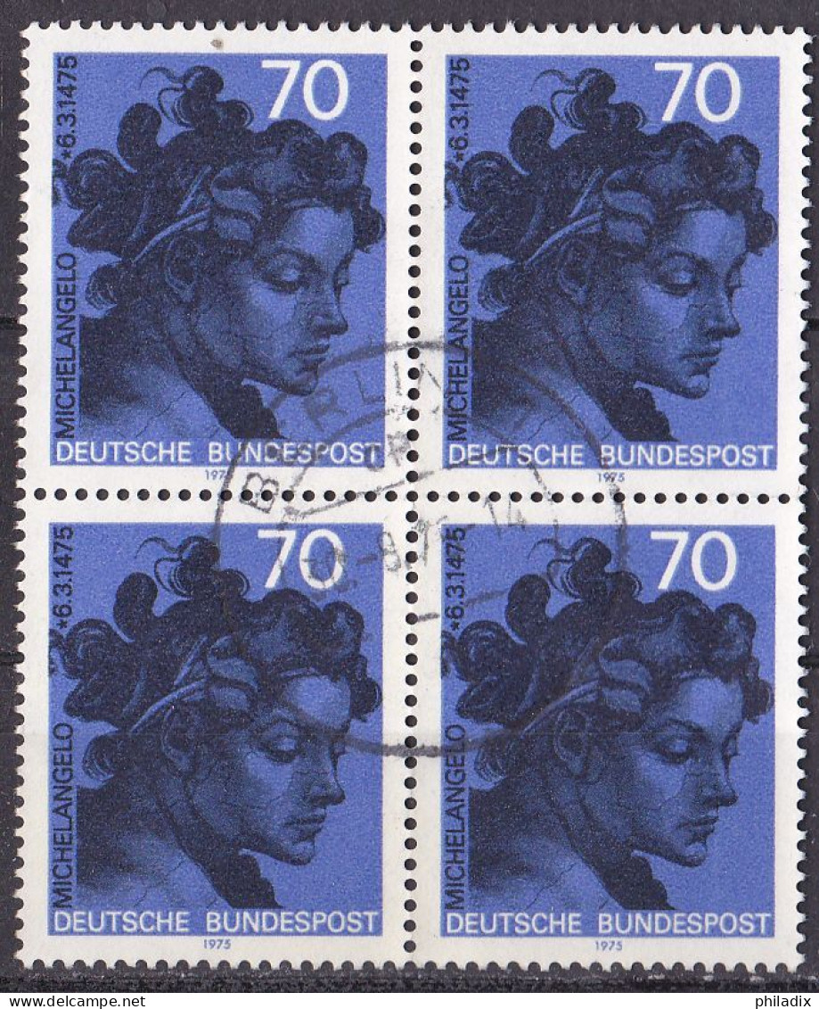 BRD 1975 Mi. Nr. 833 O/used Viererblock Vollstempel (BRD1-6) - Gebruikt