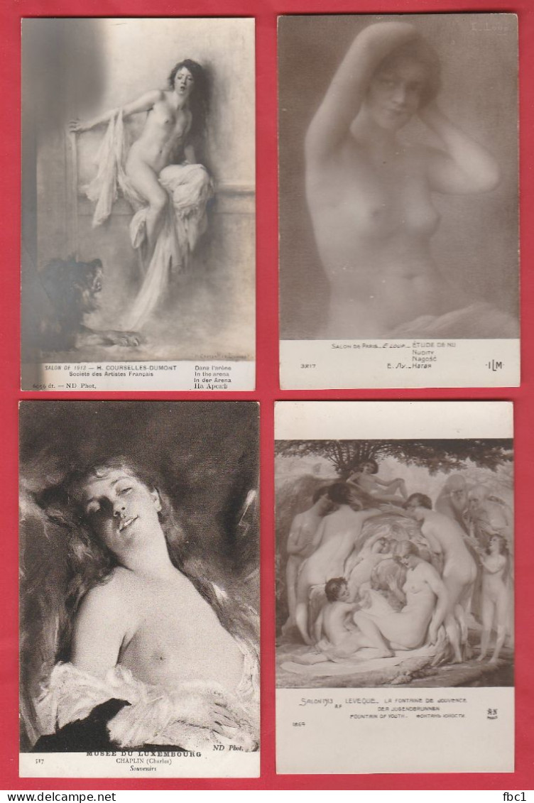 Lot De 8 CPA Tableaux De Nus - 5 - 99 Postcards