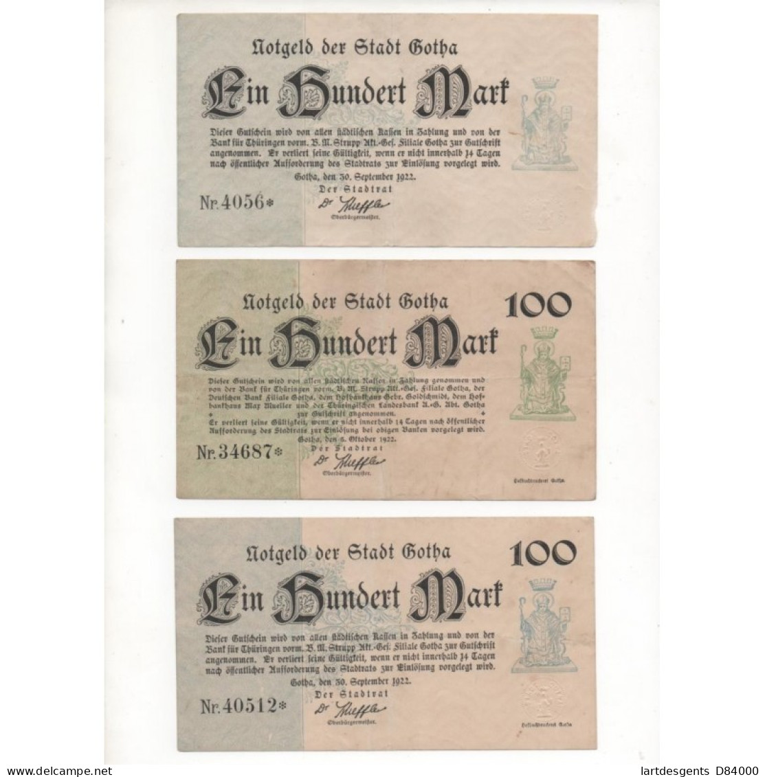 NOTGELD - GOTHA - 10 Different Notes - 1922 (G067) - Lokale Ausgaben