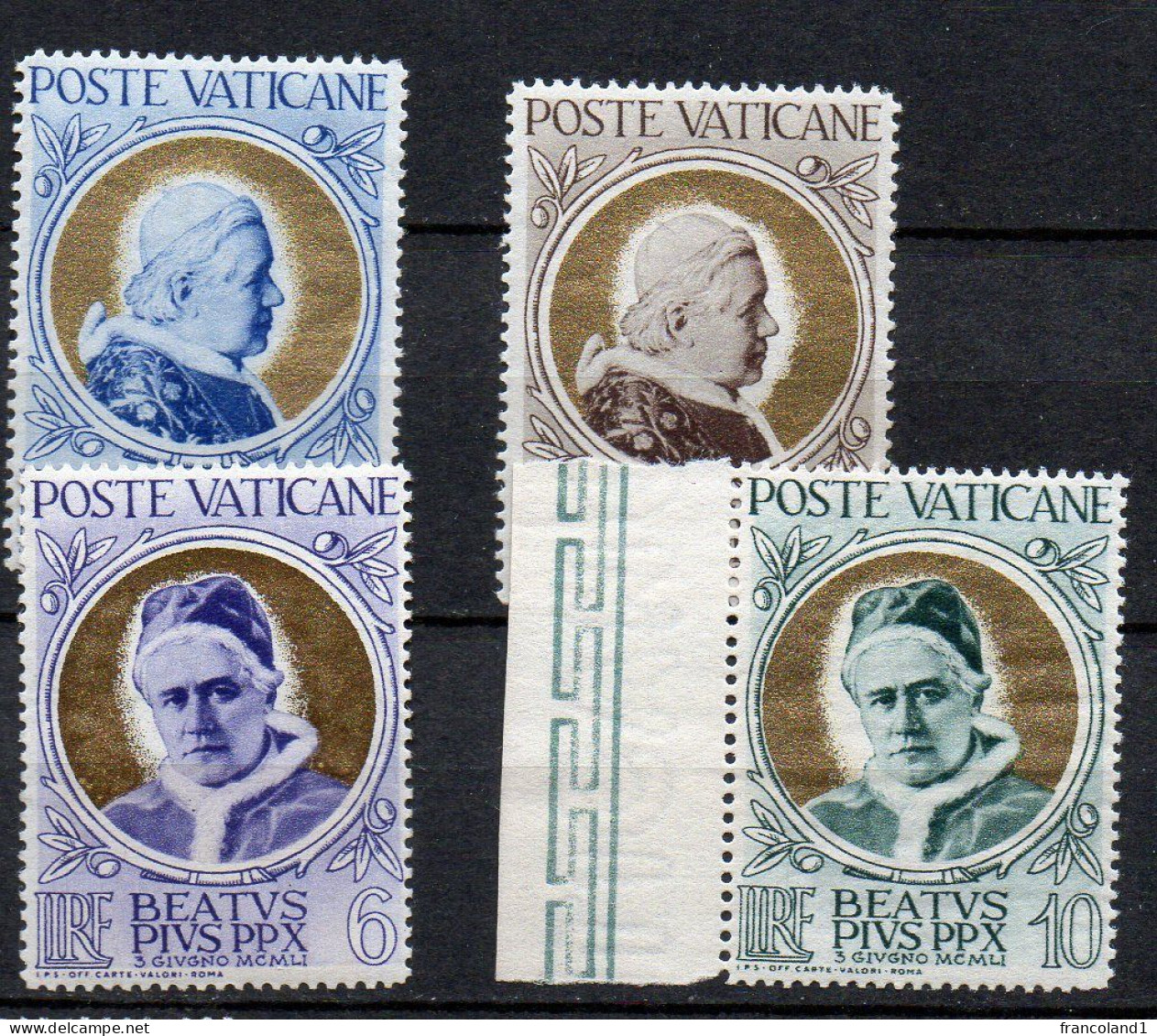 1951 Vaticano Beatificazione PIO X 145 - 48 Integri MNH** Sassone 40 Euro - Unused Stamps