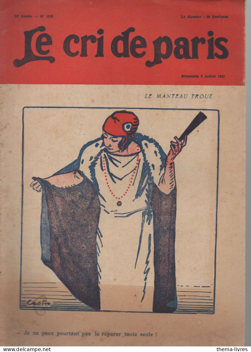 Revue   LE CRI DE PARIS  N°1318 Juillet 1922 (couv CASTRO)   (CAT4090 / 1318) - Humor