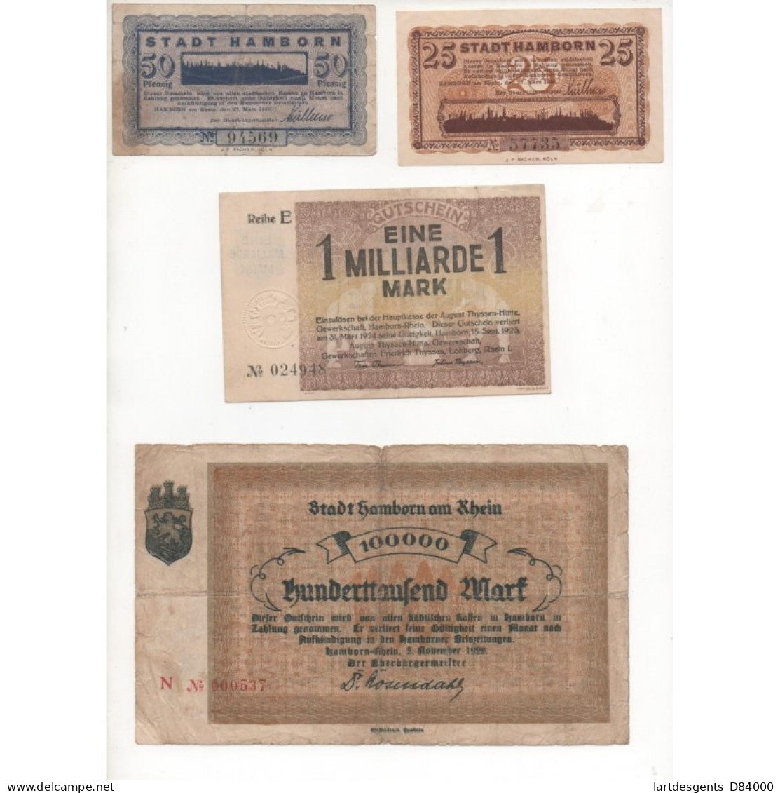 NOTGELD - HAMBORN - 5 Different Notes (H017) - Lokale Ausgaben