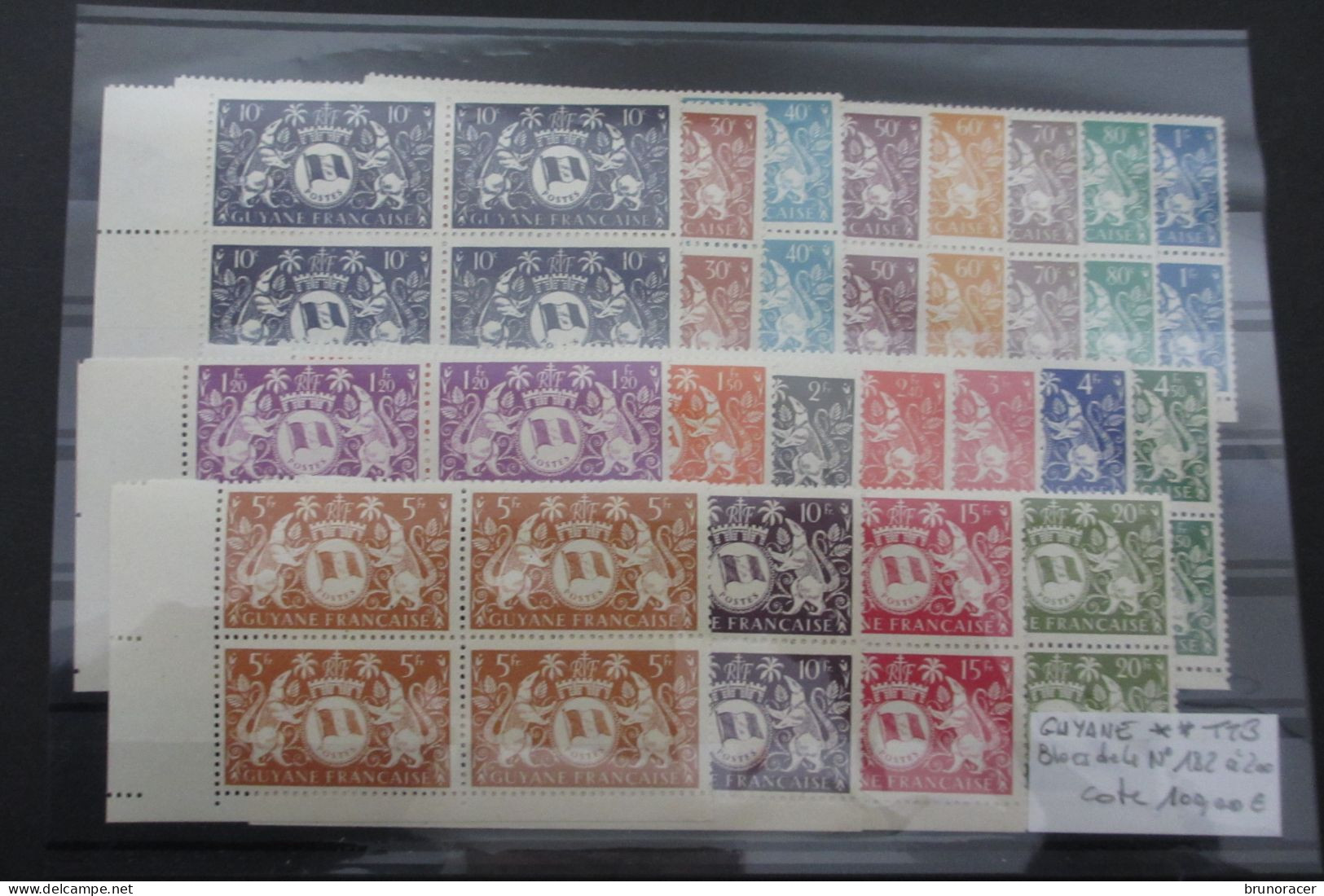 GUYANE N°182 à 200 EN BLOCS DE 4 BDF NEUF** TTB COTE 100 EUROS  VOIR SCANS - Unused Stamps