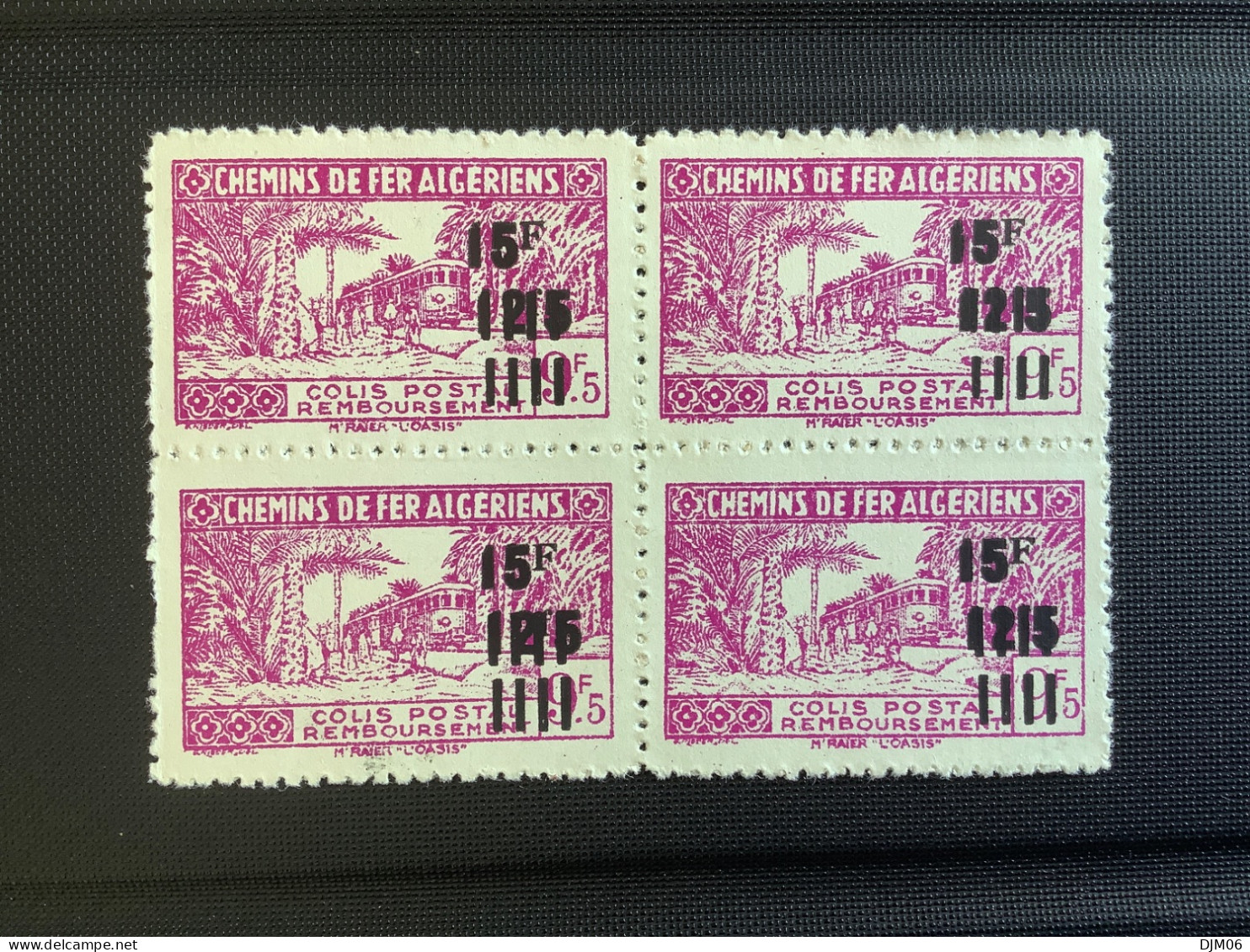 ALGÉRIE: COLIS POSTAL N°198a MNH En Bloc De 4, Variété Sans Surcharge "contrôle Des Recettes" 1948/49 - Paketmarken