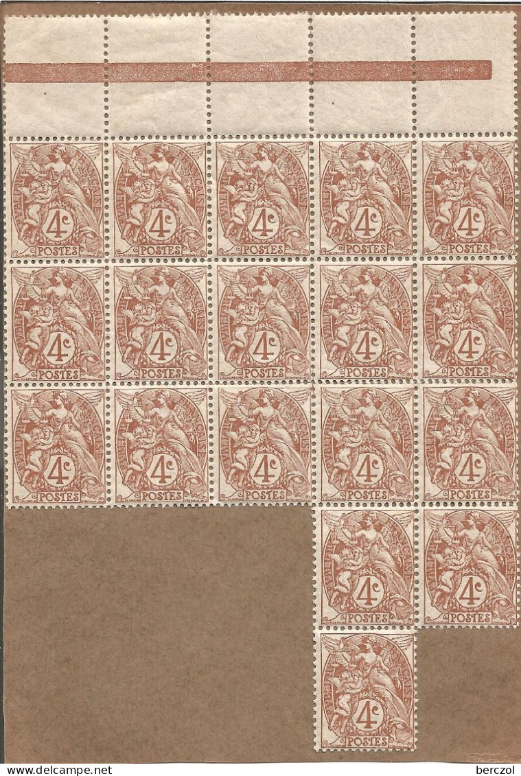 FRANCE ANNEE 1900 BLOC DE 18 TP N° 109 NEUFS** MNH TB COTE 93,60 € - Ongebruikt