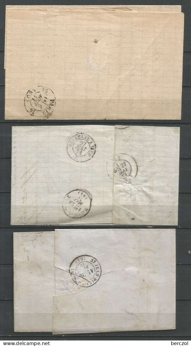 FRANCE ANNEE 1868  LOT DE 3 PLIS TP N° 28B PAIRES SUR LETTRES TB - 1863-1870 Napoléon III. Laure