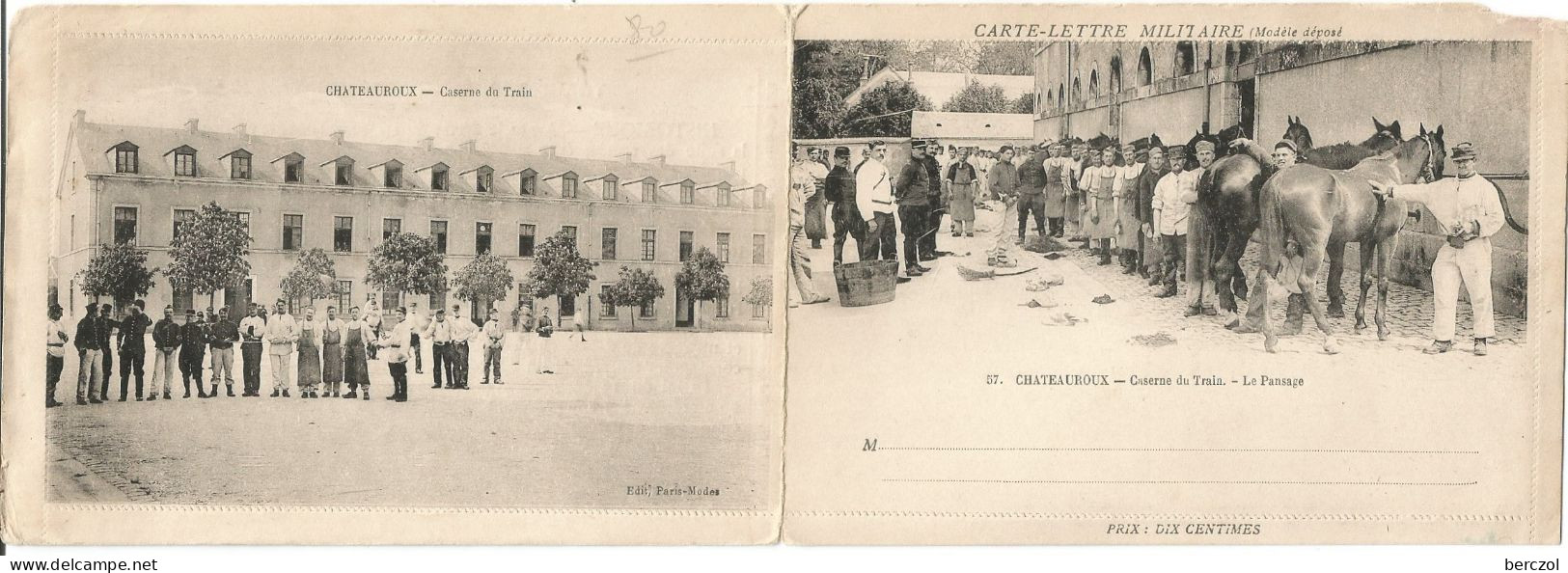 CARTE LETTRE MILITAIRE NEUVE NON VOYAGEE CHÂTEAUROUX  CASERNE DU TRAIN TB - Covers & Documents