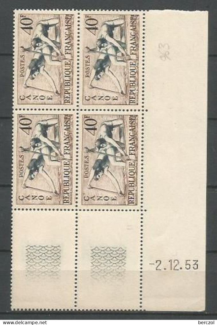 FRANCE ANNEE 1953 N°963 BLOC DE 4 EX COIN DATE 02 12 53 NEUFS** MNH TB COTE 65,00  €  - 1950-1959