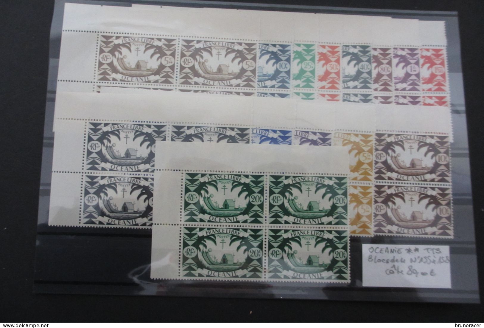 Ets. DE L'OCEANIE N°155 à 158 EN BLOCS DE 4 BDF NEUF** TTB COTE 80 EUROS  VOIR SCANS - Unused Stamps