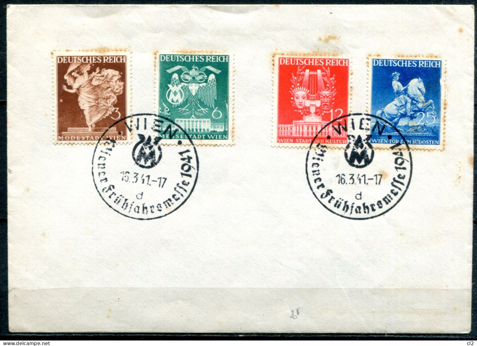 ALLEMAGNE - Y&T 692 à 695 (Mi 768 / 771) - 16.3.41 - Wiener Frühjahremesse (sur Enveloppe Non Circulée) - Briefe U. Dokumente