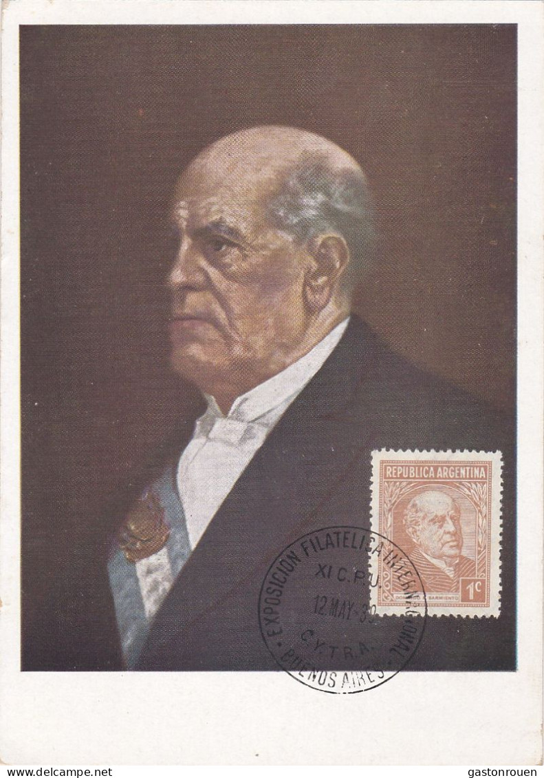 Carte Maximum Argentine Argentina 1939 Sarmiento - FDC