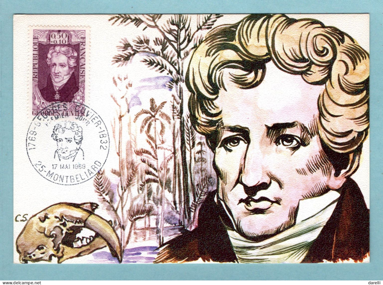 Cartes Maximum 1969  - Georges Cuvier - YT 1595 - 25 Montbéliard - 1960-1969