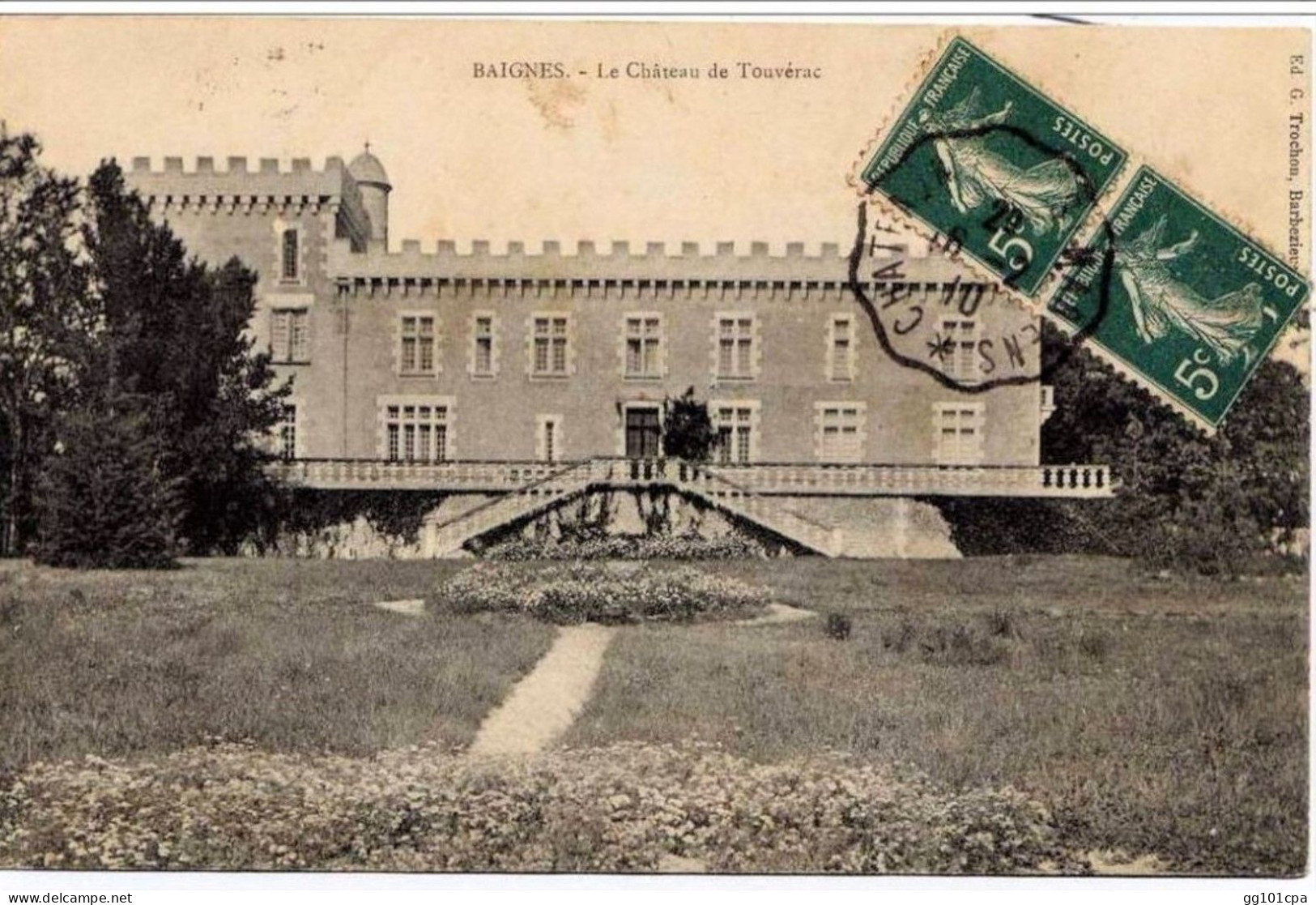 Cachet Convoyeur Ligne "CHATEAUNEUF A ST MARIENS 1910" Refait Au Dos Superbe Indice=3 Cp Baignes Paiement MANGOPAY - Poste Ferroviaire