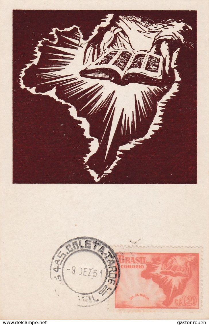 Carte Maximum Brésil Brasil 1951 La Bible - Tarjetas – Máxima