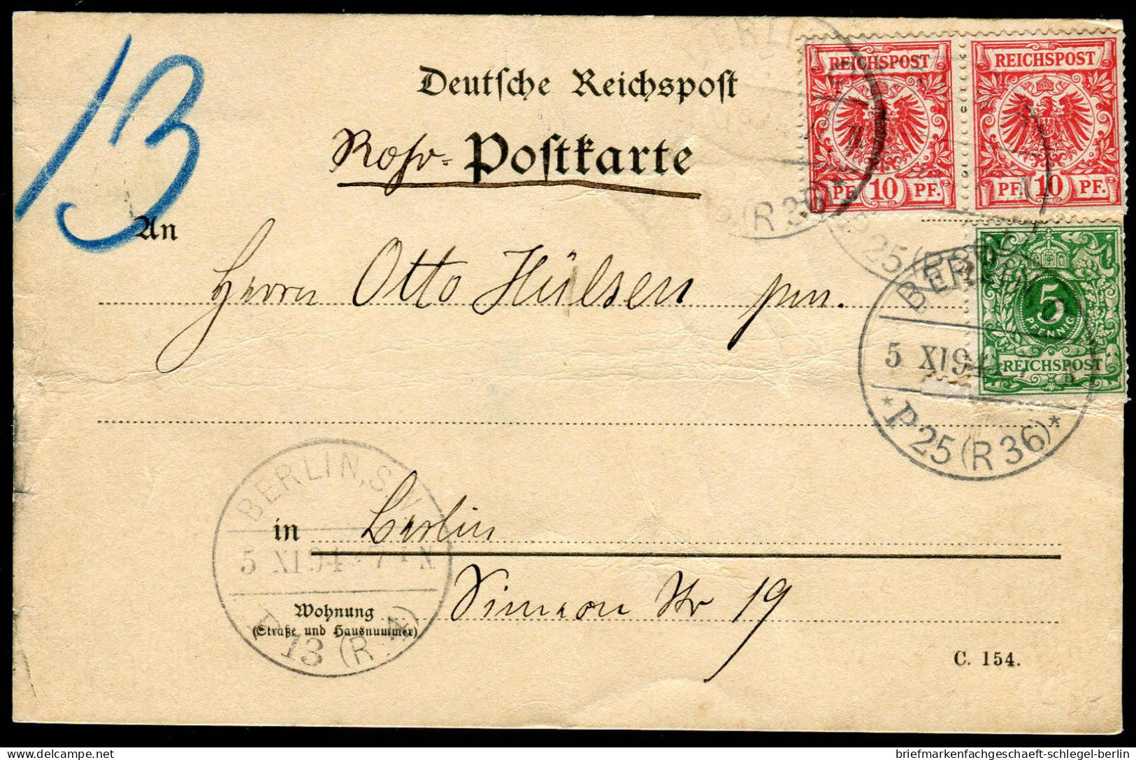 Berliner Postgeschichte, 1894, 46, 47(2), Brief - Storia Postale