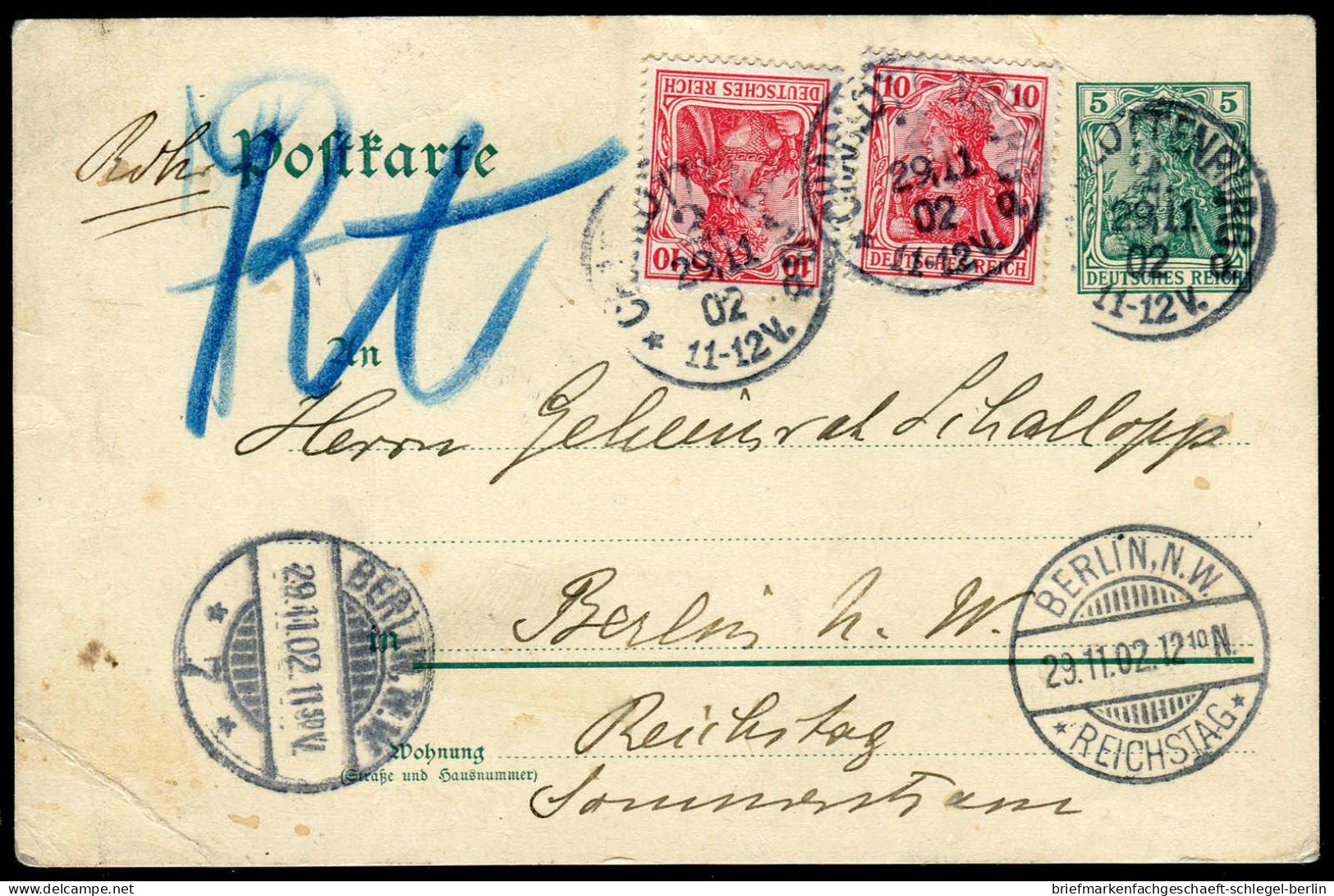 Berliner Postgeschichte, 1902, P 64 X, 71(2), Brief - Brieven En Documenten