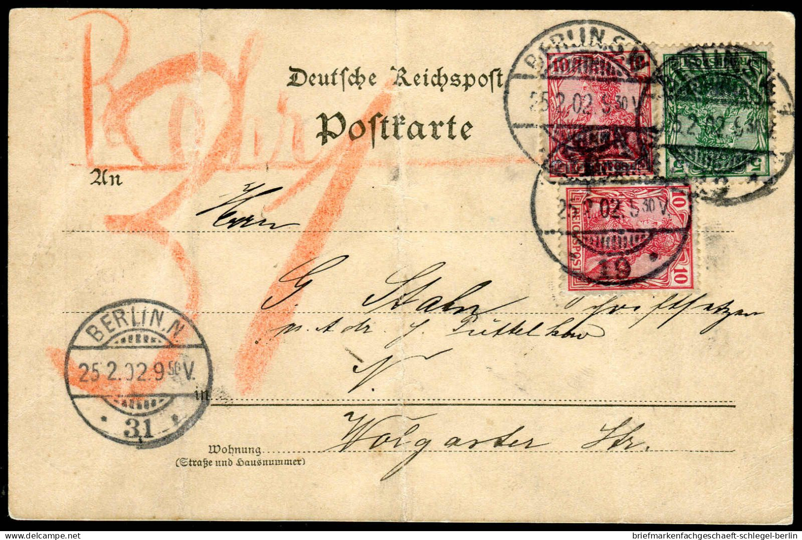 Berliner Postgeschichte, 1902, 55 + 56(2), Brief - Storia Postale