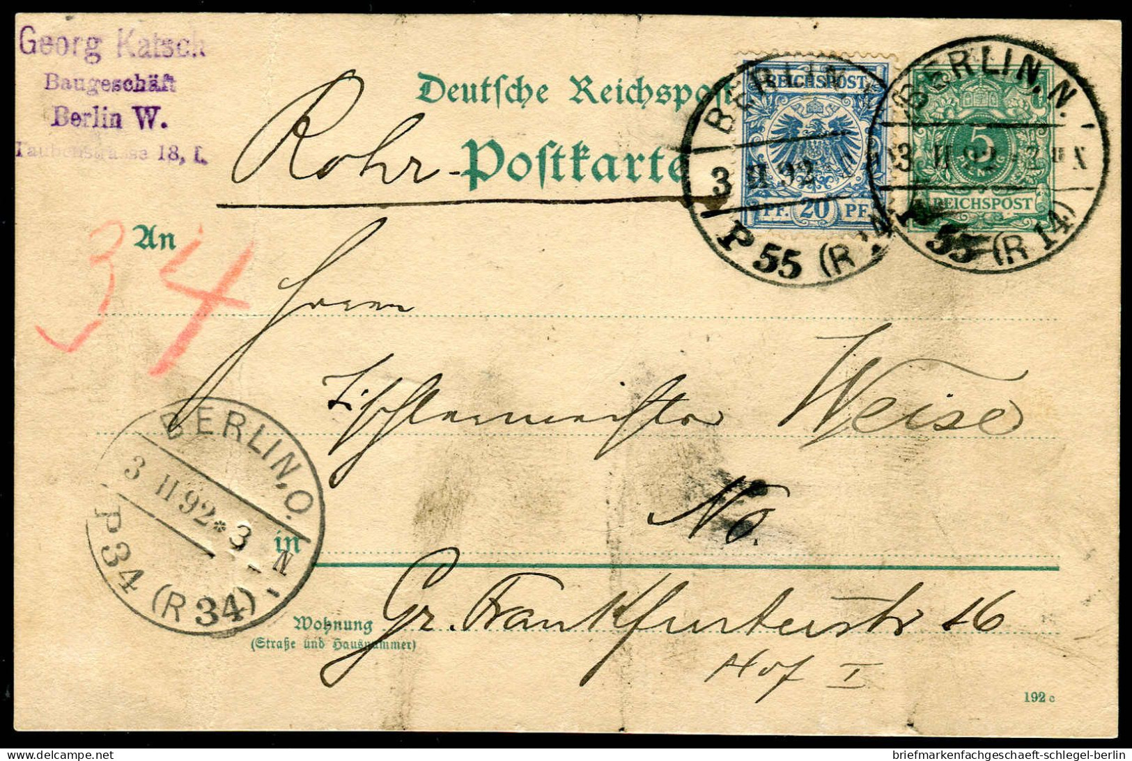 Berliner Postgeschichte, 1892, P 30 + 48, Brief - Cartas & Documentos