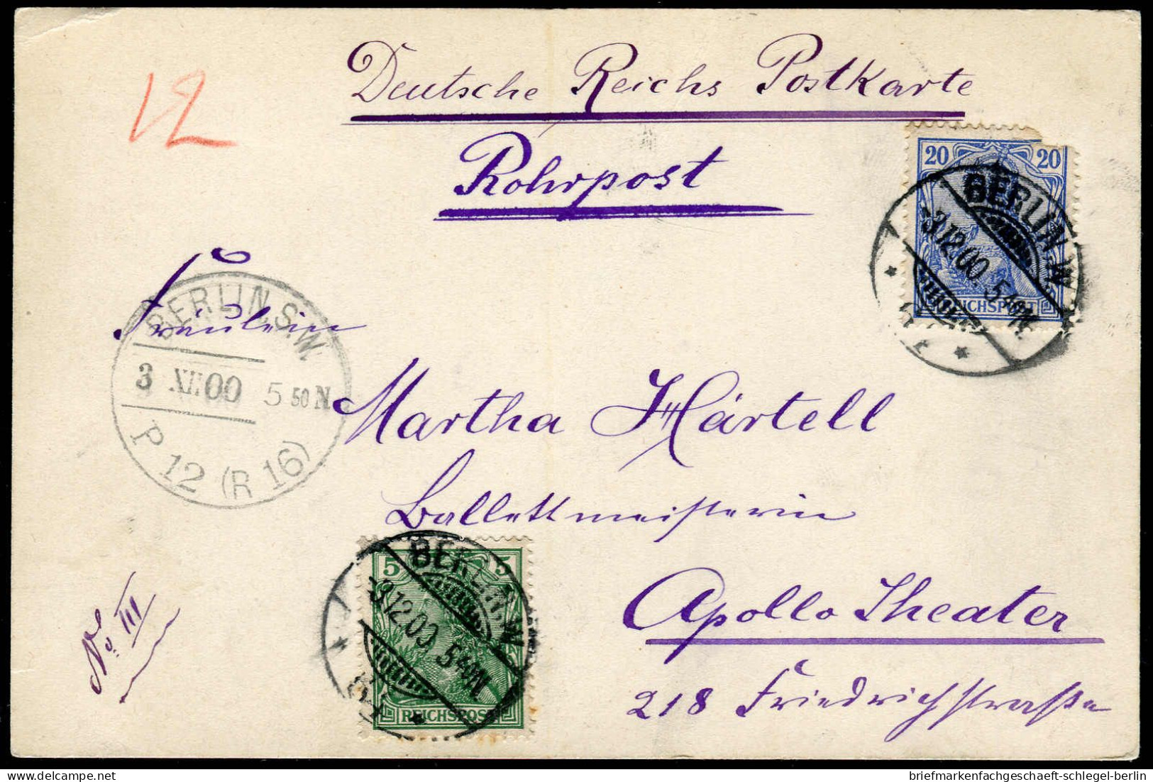Berliner Postgeschichte, 1900, 55 + 57, Brief - Storia Postale