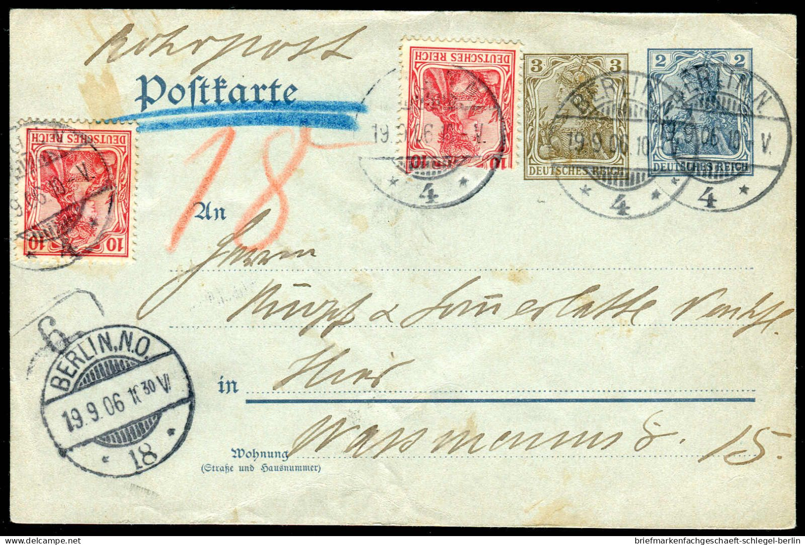 Berliner Postgeschichte, 1906, P 70 X, 71(2), Brief - Brieven En Documenten