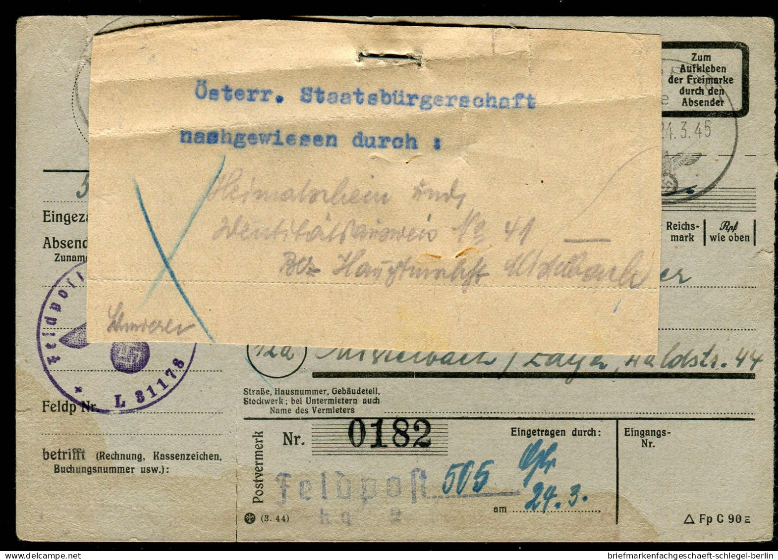 Deutsches Reich, 1945, PS, Brief - Other & Unclassified