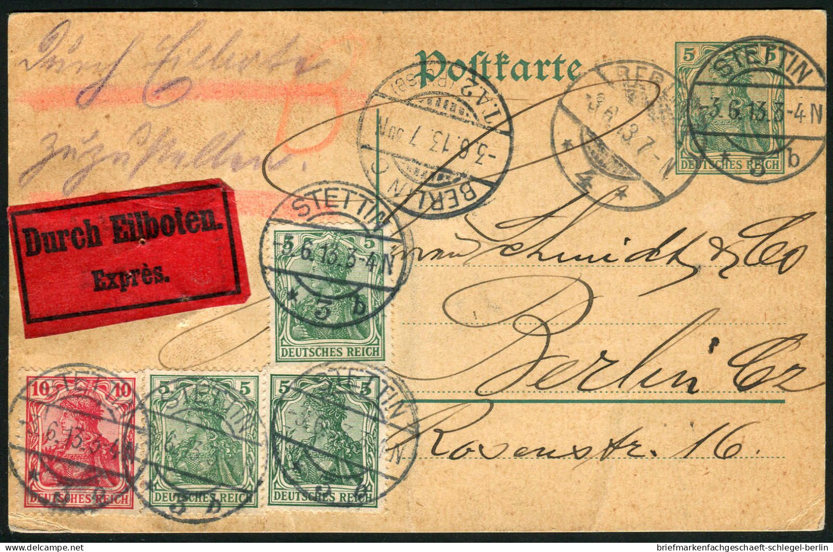 Berliner Postgeschichte, 1913, P 90 + 85(3), 86, Brief - Cartas & Documentos