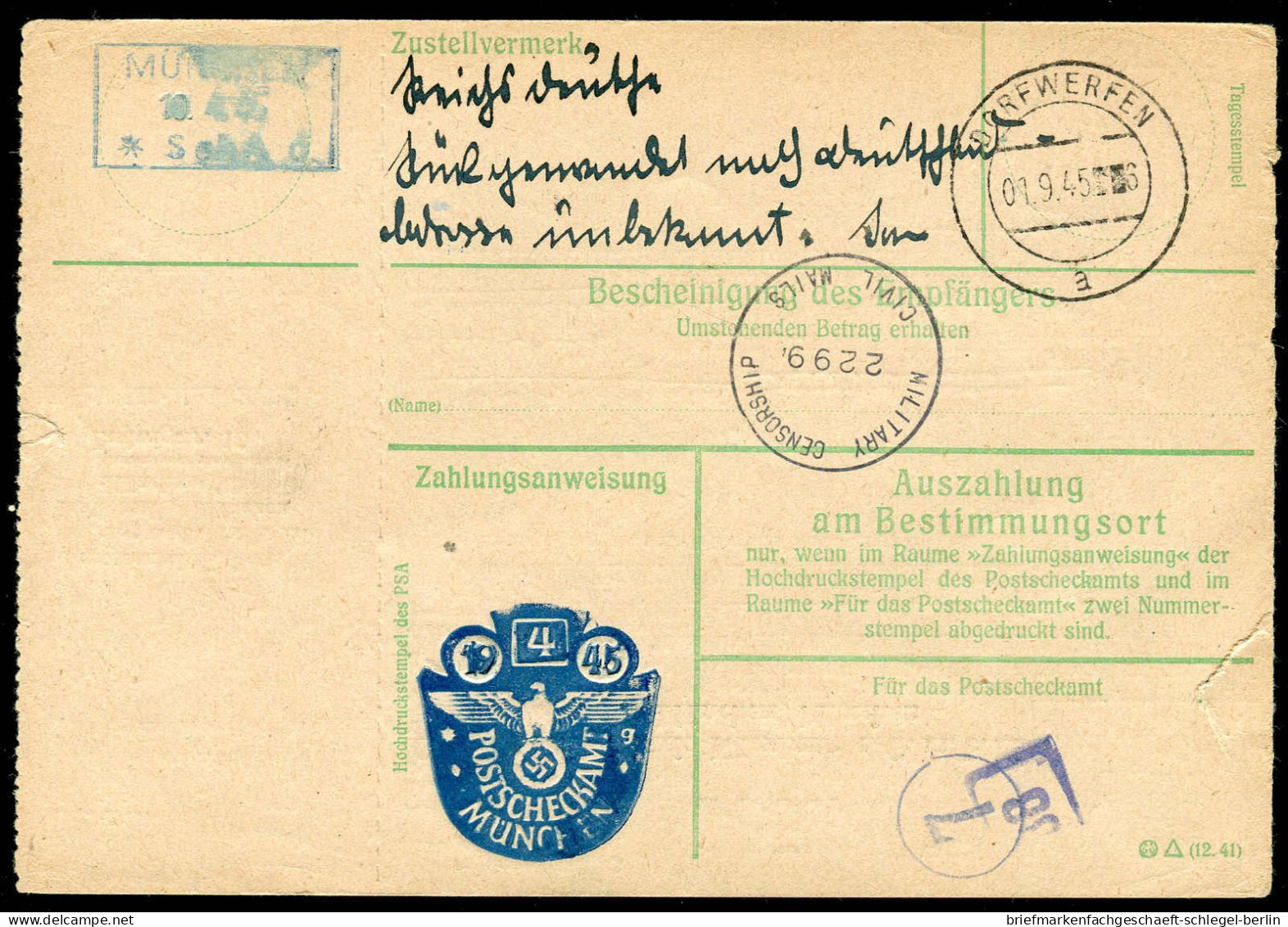 Deutsches Reich, 1945, PS, Brief - Otros & Sin Clasificación