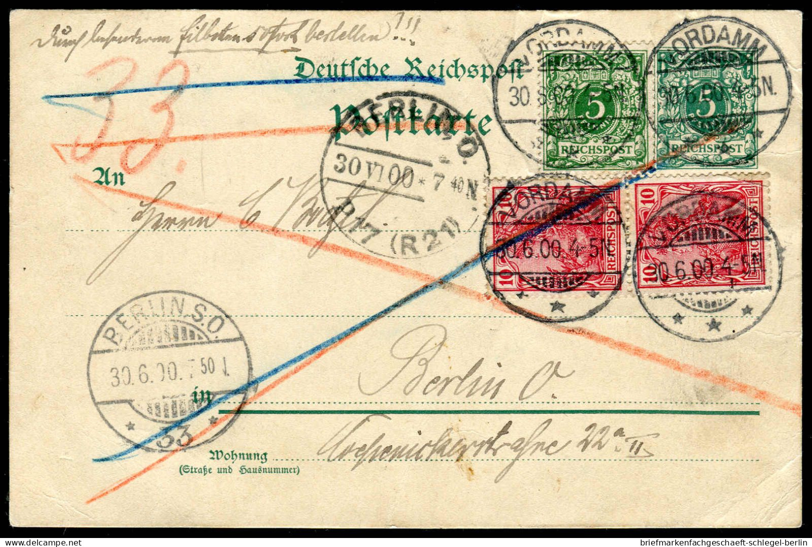 Berliner Postgeschichte, 1900, P 32 +46, 56(2), Brief - Lettres & Documents