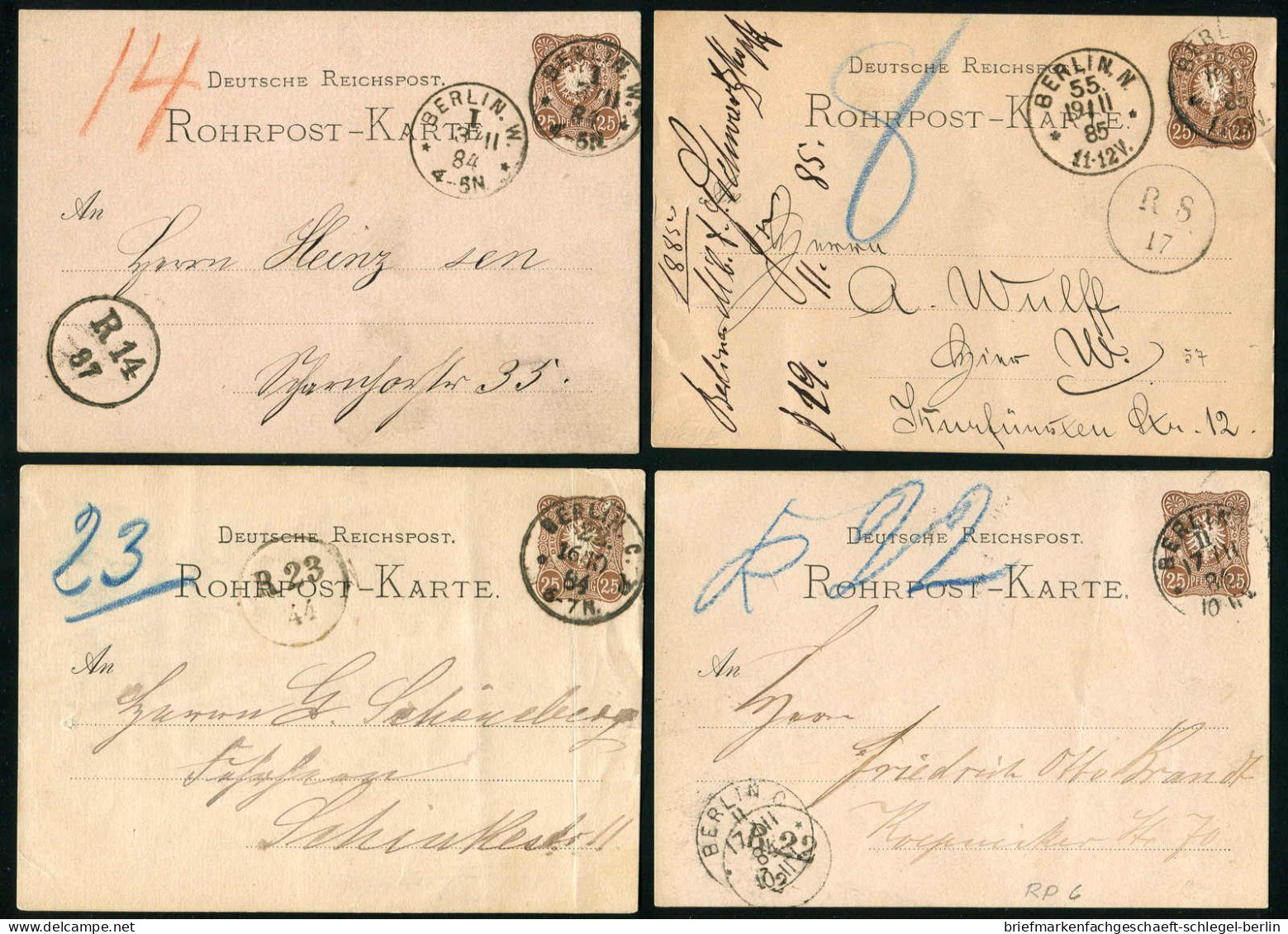 Berlin, 1884, RP4 =A= + =C=, Brief - Sonstige & Ohne Zuordnung