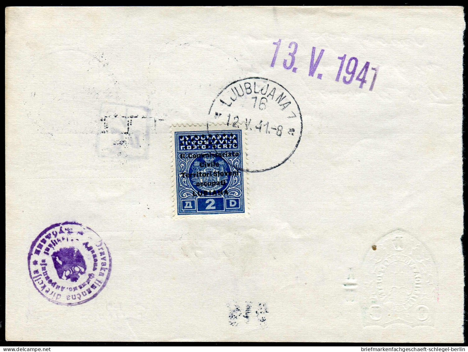 Deutsche Besetz.II.WK Laibach, 1941, PS, Brief - Ocupación 1938 – 45