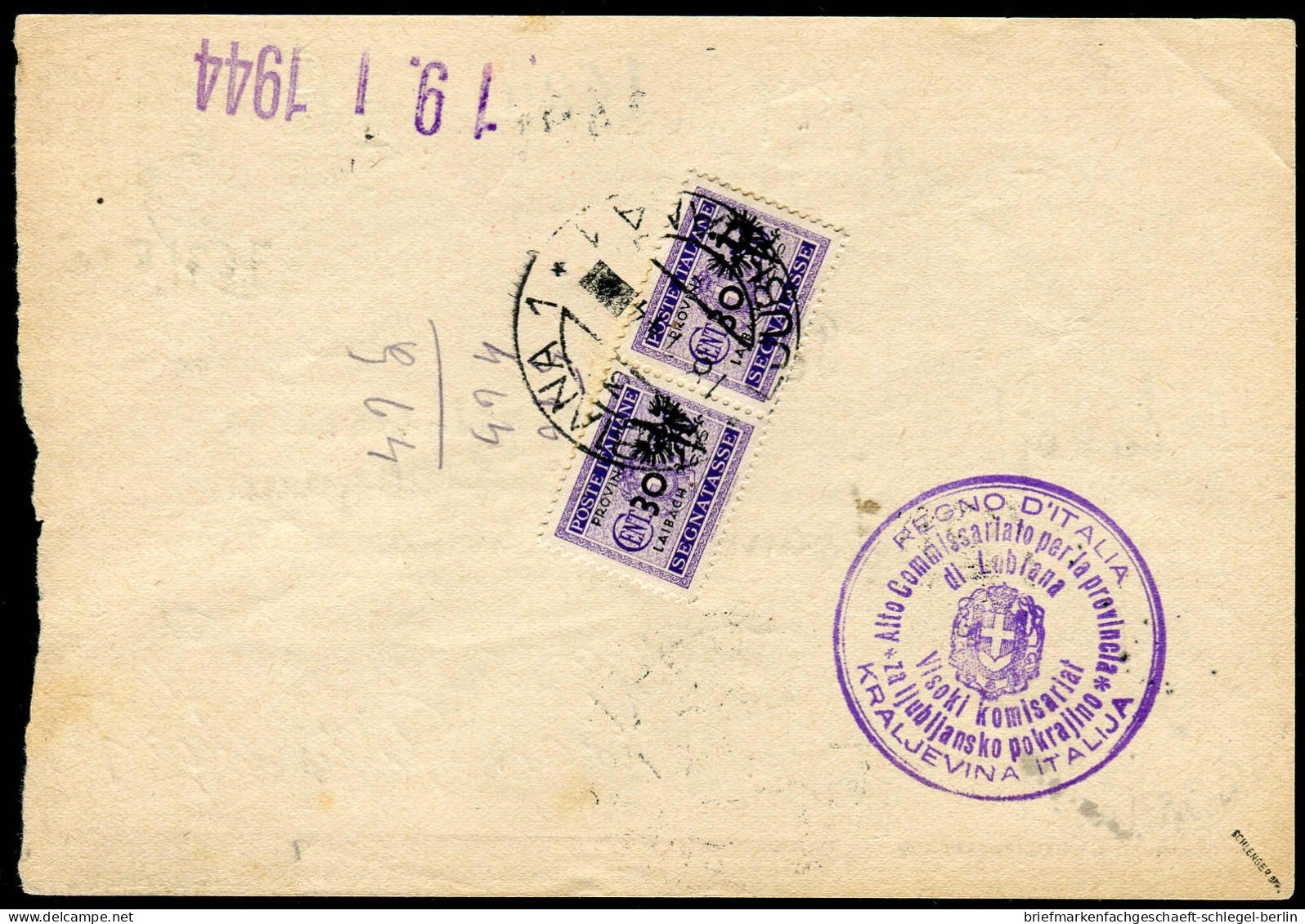 Deutsche Besetz.II.WK Laibach, 1944, 5(2), Brief - Ocupación 1938 – 45