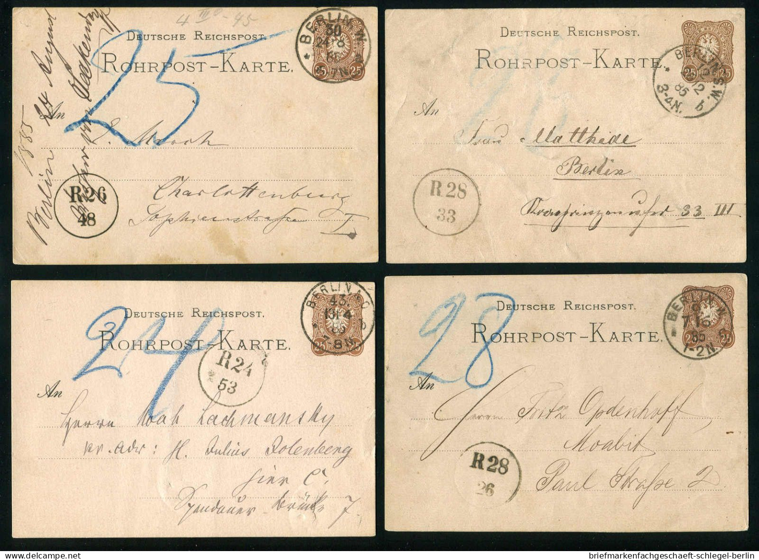 Berlin, 1885, RP4 =A= + =C=, Brief - Sonstige & Ohne Zuordnung