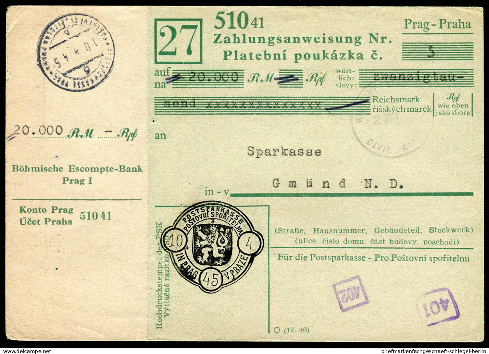 Deutsches Reich, 1945, PS, Brief - Altri & Non Classificati