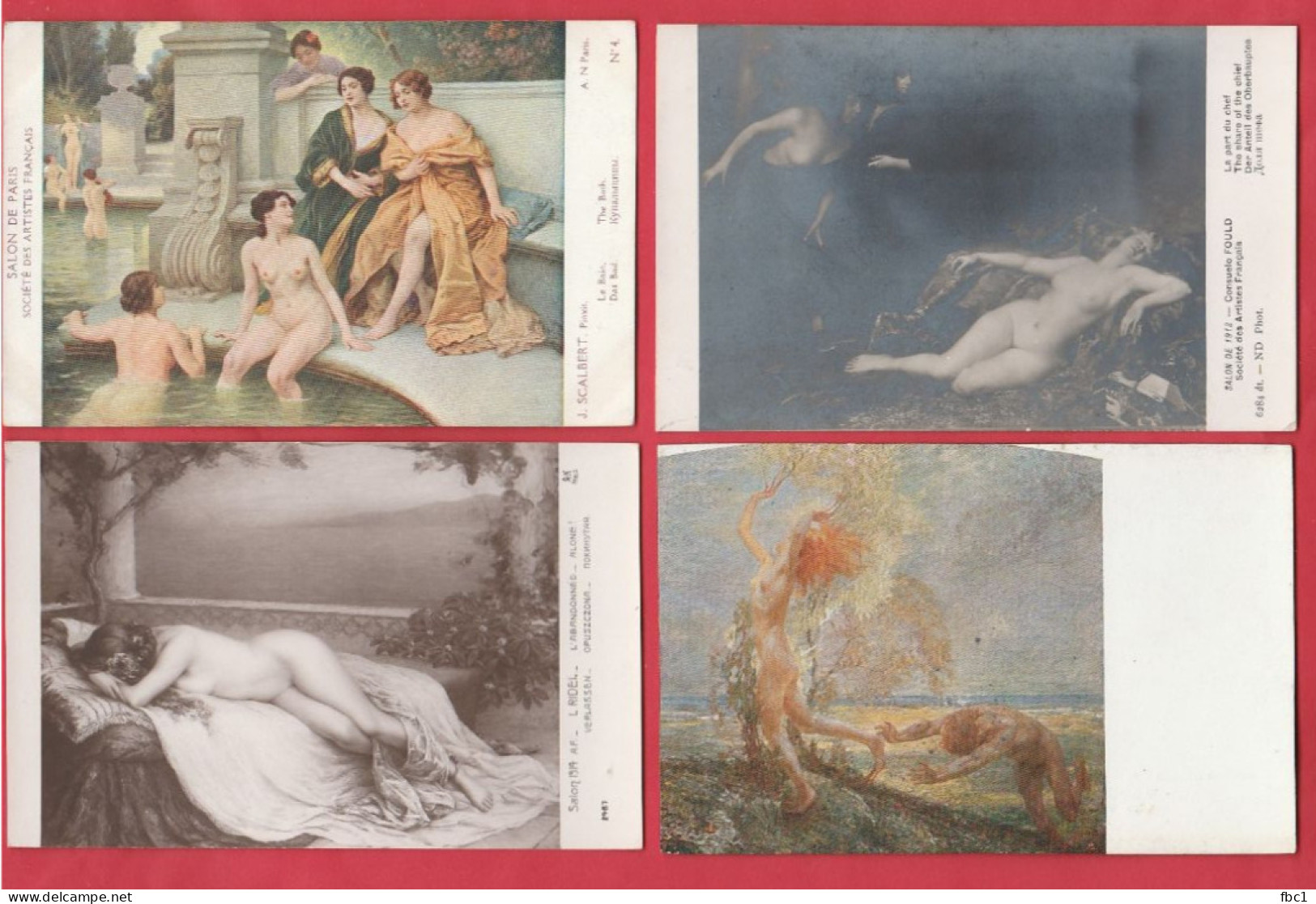 Lot De 8 CPA Tableaux De Nus - 5 - 99 Postcards