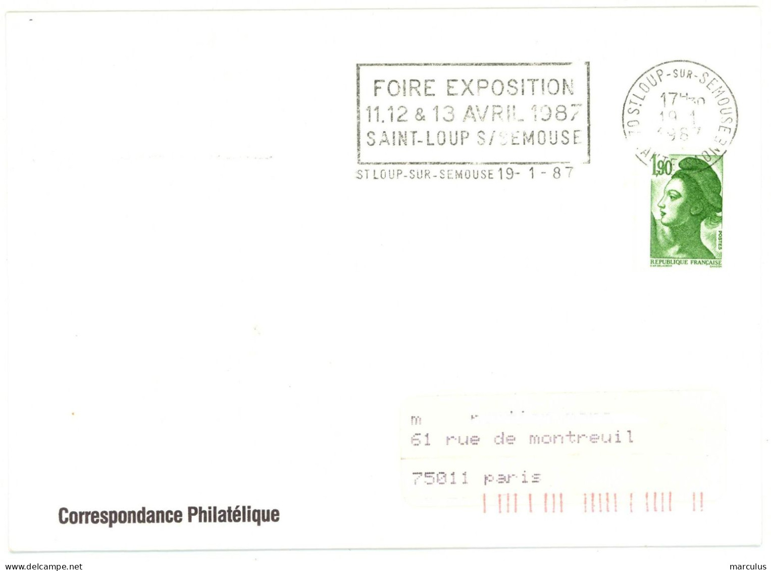 70 ST LOUP Sur SEMOUSE  HAUTE - SAONE 1987 : FOIRE EXPOSITION ... - Maschinenstempel (Werbestempel)