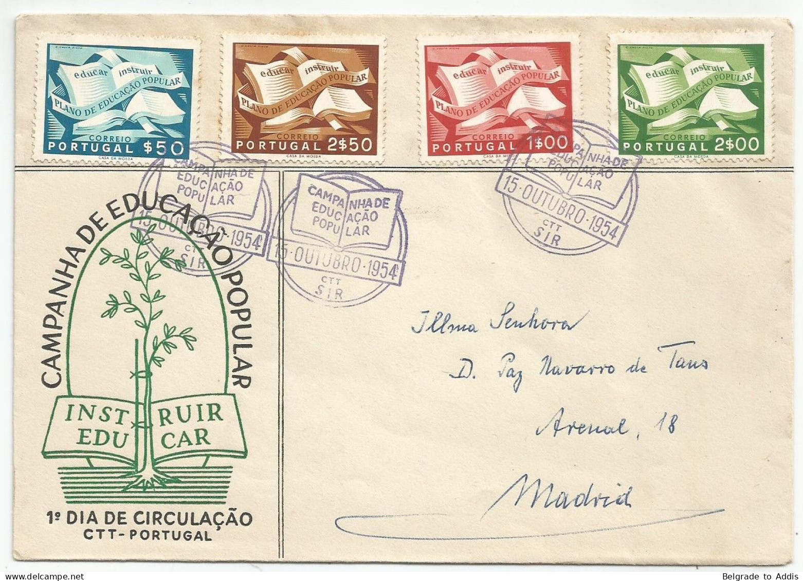 Portugal Afinsa 796/99 Used On Cover FDC 1954 - FDC