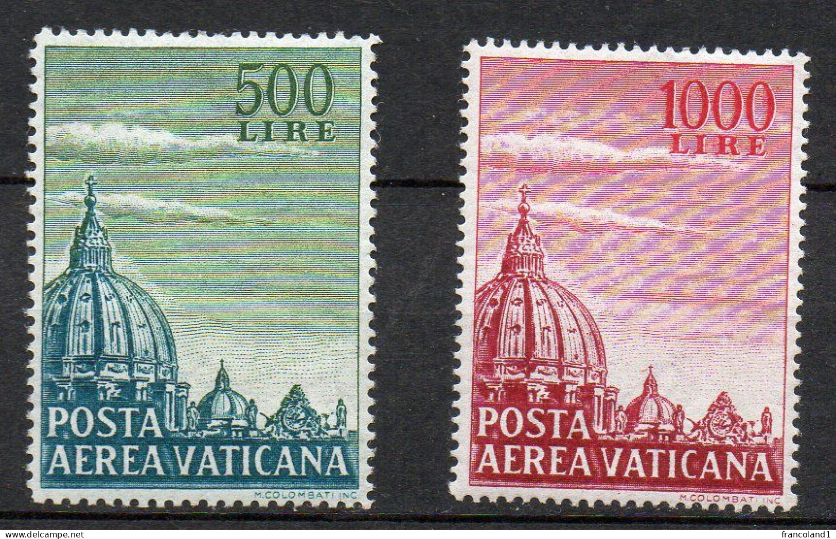 1958 Vaticano Aerea Cupola N. 33 - 34 Integri MNH** - Aéreo
