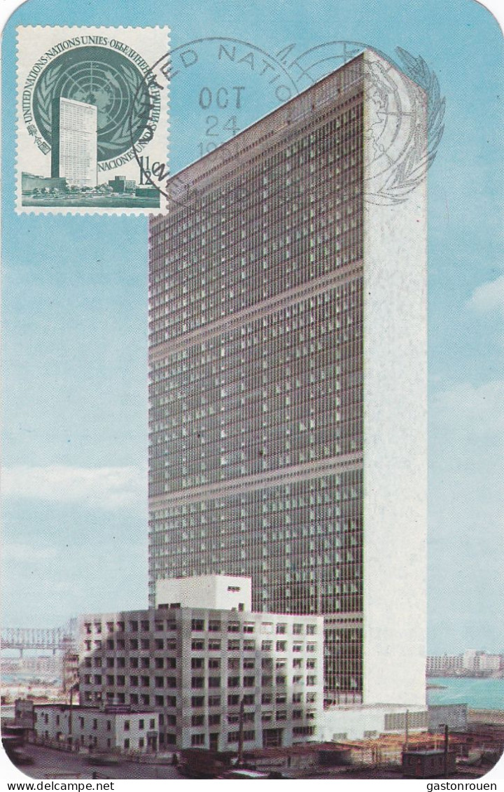 Carte Maximum Nations Unies United Nations NY 1951 Building - Tarjetas – Máxima